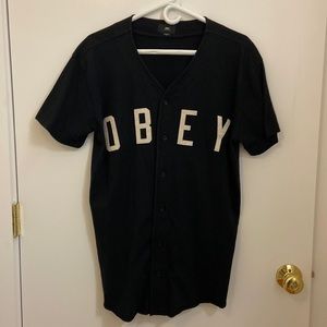 Obey button down black shirt